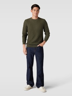 Вязаный свитер со структурным узором Lindbergh, оливково-зеленый