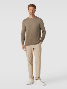 Вязаный свитер с ребристыми манжетами Christian Berg, серо-коричневый