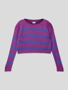 Вязаный свитер с полосатым узором Name It, фиолетовый