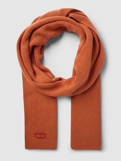 Вязаный шарф с нашивкой-лейблом, модель Essential Calvin Klein, темно-оранжевый