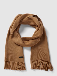 Вязаный шарф с бахромой модель &quot;Альбас&quot; BOSS, коричневый
