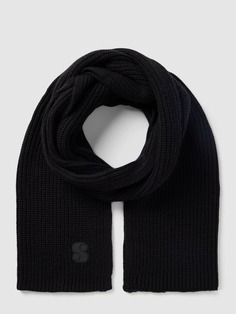 Вязаный шарф с деталью лейбла, модель «Базовая» s.Oliver, черный