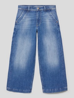 Джинсовые брюки-кюлоты в джинсовом стиле с деталями лейбла Guess, синий