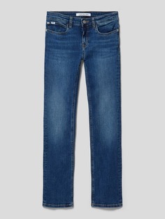 Джинсы расклешенного кроя с нашивкой-лейблом Calvin Klein Jeans, темно-синий