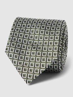 Шелковый галстук с узором «гусиные лапки», модель «Галстук» (7,5 см) BOSS, зеленый