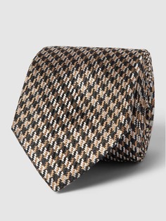 Шелковый галстук с узором «гусиные лапки», модель «Галстук» (7,5 см) BOSS, бежевый