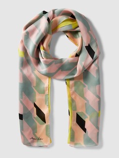 Шелковый шарф с узором по всей поверхности Marc Cain, цвет морской волны