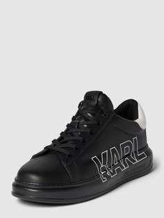 Кожаные кроссовки с принтом этикетки Karl Lagerfeld, черный