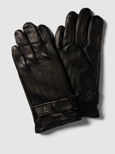 Кожаные перчатки с декоративной строчкой EEM, черный