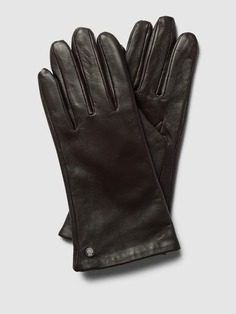 Кожаные перчатки с аппликацией этикетки, модель CLASSIC Roeckl, темно-коричневый