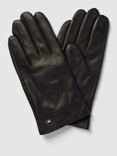 Кожаные перчатки с детальной этикеткой модели ESSENTIAL FLAG Tommy Hilfiger, черный