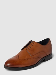 Кожаные туфли на шнуровке с декоративной строчкой модель «pero kleitos» JOOP!, коньячный цвет