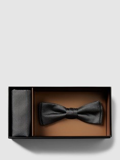 Комплект из шелкового галстука-бабочки и нагрудного платка BOSS, серебро