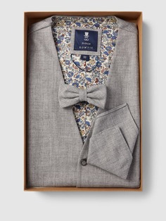 Комплект из галстука и нагрудного платка с узором по всей поверхности Prince Bowtie, светло-серый