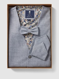 Комплект из галстука и нагрудного платка с узором по всей поверхности Prince Bowtie, синий