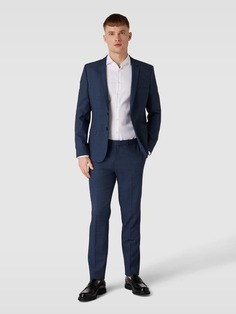 Костюмные брюки приталенного кроя из натуральной шерсти, модель Hesten HUGO, темно-синий