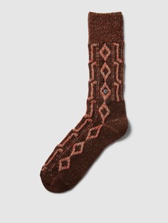 Носки из смеси натуральной шерсти со сплошным узором, модель CABIN BOOT Burlington, орехово-коричневый
