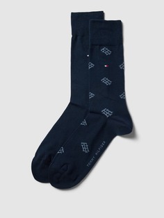 Носки с логотипом по всей поверхности, в упаковке 2 шт Tommy Hilfiger, темно-синий