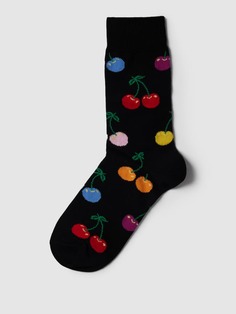 Носки со сплошным узором модель &quot;ВИШНЯ&quot; Happy Socks, черный