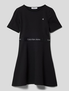 Платье из смесовой вискозы с принтом этикетки, модель PUNTO Calvin Klein Jeans, черный