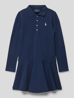 Платье-поло с вышивкой лейблов Polo Ralph Lauren, темно-синий