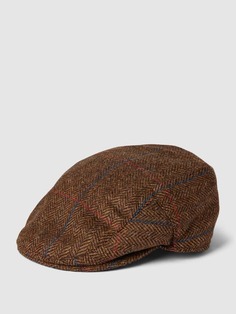 Плоская кепка из шерсти со структурным узором, модель Crieff Barbour, шоколадно-коричневый