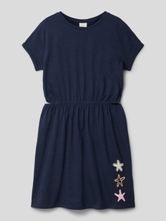Платье с мотивным принтом и вырезами s.Oliver, темно-синий