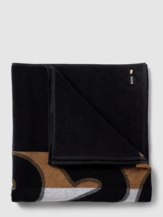 Пляжное полотенце с принтом этикетки, модель «Beach Towel Bold» BOSS, черный