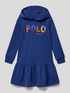 Платье с принтом этикетки Polo Ralph Lauren, темно-синий