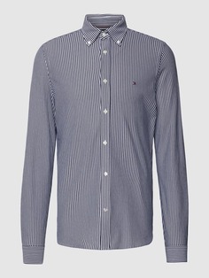 Повседневная рубашка приталенного кроя с полосатым узором Tommy Hilfiger, темно-синий
