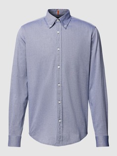 Повседневная рубашка обычного кроя с воротником на пуговицах, модель Rickert BOSS, темно-синий