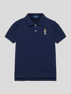 Рубашка-поло с вышивкой этикеток Polo Ralph Lauren, темно-синий