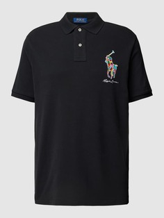 Рубашка-поло классического кроя с отстрочкой-лейблом Polo Ralph Lauren, черный