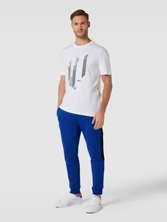 Спортивные брюки с принтом лейбла, модель «Хадико» BOSS, синий