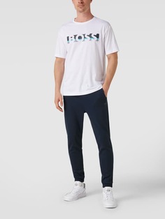 Спортивные штаны с мелким структурированным рисунком BOSS, темно-синий