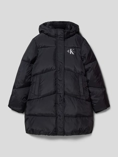 Стеганая куртка с деталью лейбла модель «ПУФФЕР ПАЛЬТО» Calvin Klein Jeans, черный