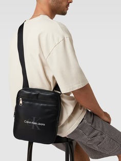 Сумка через плечо с принтом этикетки, модель REPORTER Calvin Klein Jeans, черный
