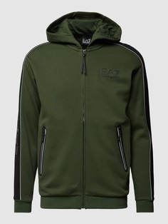 Тренировочная куртка с карманами на молнии EA7 Emporio Armani, темно-зеленый