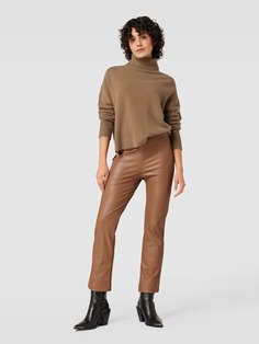 Укороченные брюки из кожи с эластичным поясом Raffaello Rossi, коньячный цвет