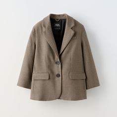 Пиджак для девочки Zara Check Oversize, рыжевато-коричневый