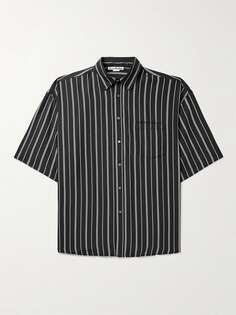 Рубашка в полоску из твила оверсайз Setiter с вышитым логотипом ACNE STUDIOS, черный