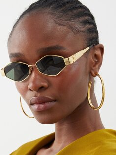Шестиугольные металлические солнцезащитные очки Celine Eyewear, золото