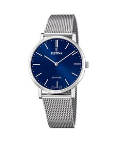 F20014/2 Мужские часы из стали и синего циферблата, сделанные в Швейцарии Festina, серебро