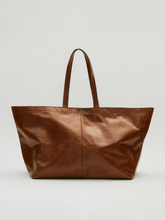 Кожаная сумка-тоут макси Massimo Dutti, кожа