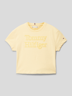 Футболка с вышивкой этикетки Tommy Hilfiger, светло-желтый