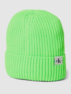 Вязаная шапка с деталью лейбла модель &quot;МОНОГРАММА&quot; Calvin Klein Jeans, неоновый зеленый