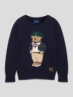 Вязаный свитер с пришивкой этикеток Polo Ralph Lauren, темно-синий