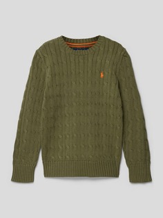Вязаный свитер узором «КАБЕЛЬ» модель «КАБЕЛЬ» Polo Ralph Lauren, темно-зеленый