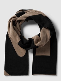 Шерстяной шарф с графическим узором модель &quot;Акро&quot; BOSS, черный