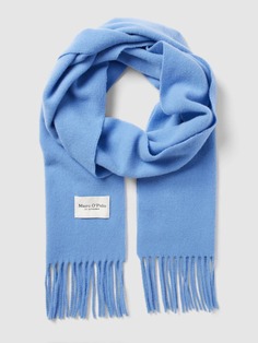 Шерстяной шарф из чистой шерсти с клетчатым узором Marc O&apos;Polo, синий